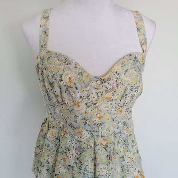 NWT ASTR the Label Tiered Eyelet Green Multifloral Summer Maxi Dress Sz Large - Picture 4 of 14
